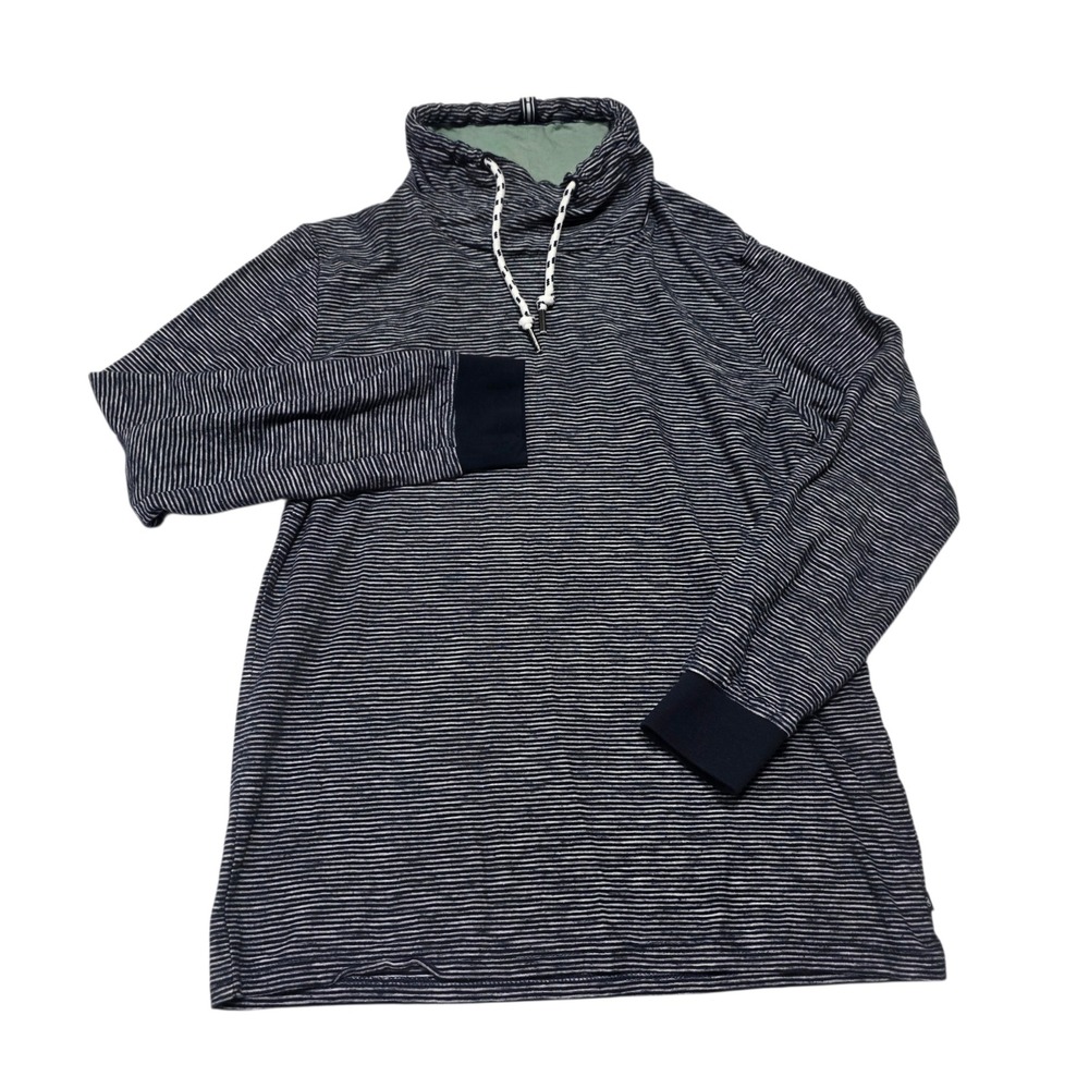 Tom Tailor Pullover Top Mens Medium Blue Striped Funnel Neck Long Sleeve Cotton